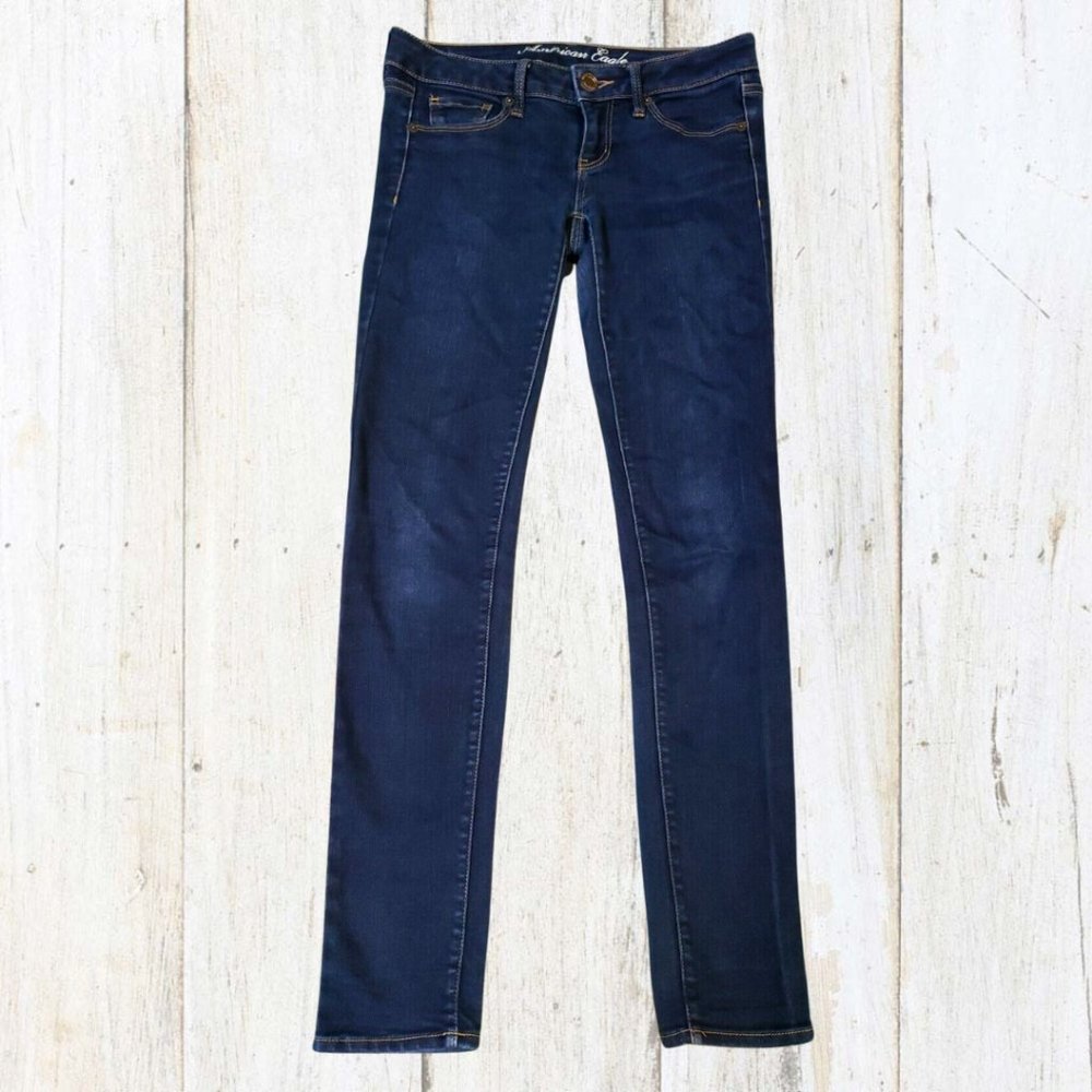American Eagle AE Womens 4 Regular Dark Blue Stretch Skinny Jeans Dark Wash
